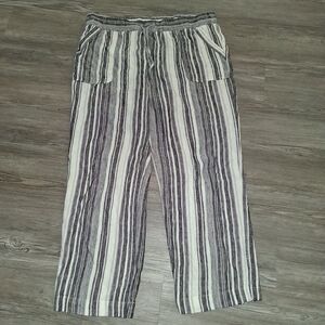 White And Black Lenin Wide Leg Pants Womens Size XL